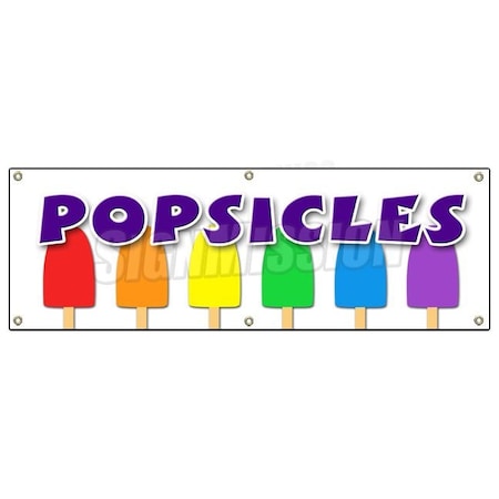 Signmission POPSICLES BANNER SIGN frozen fruit dessert ice pop stick freeze pop ice B-72 Popsicles